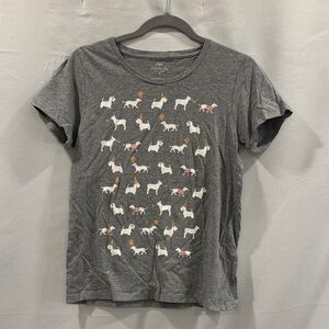 J Crew Gray Party Dog Print T-Shirt